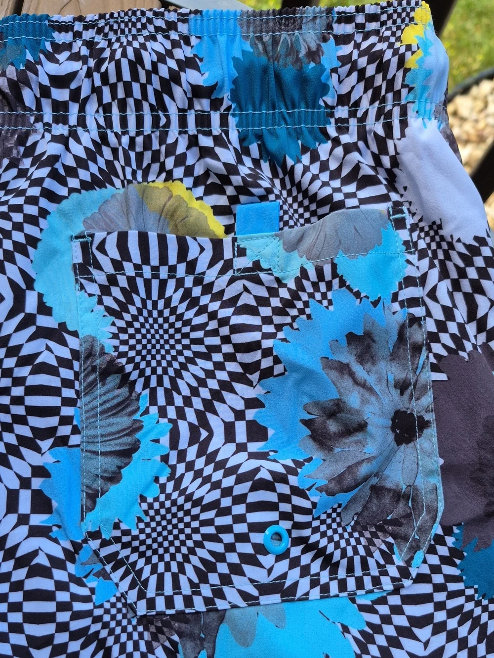George Men's XL  Blue Striped Swim Trunks with Drawstring - New